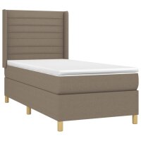 vidaXL Boxspringbett mit Matratze Taupe 100x200 cm Stoff