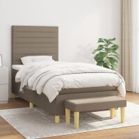 vidaXL Boxspringbett mit Matratze Taupe 100x200 cm Stoff