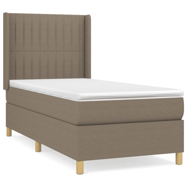 WOWONA Boxspringbett mit Matratze Taupe 100x200 cm Stoff