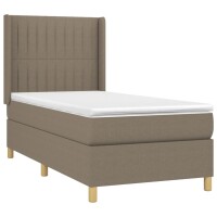 WOWONA Boxspringbett mit Matratze Taupe 100x200 cm Stoff