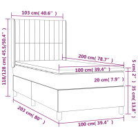 WOWONA Boxspringbett mit Matratze Taupe 100x200 cm Stoff