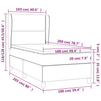 vidaXL Boxspringbett mit Matratze Taupe 100x200 cm Stoff