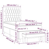 WOWONA Boxspringbett mit Matratze Taupe 100x200 cm Stoff