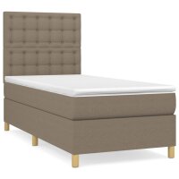 vidaXL Boxspringbett mit Matratze Taupe 100x200 cm Stoff