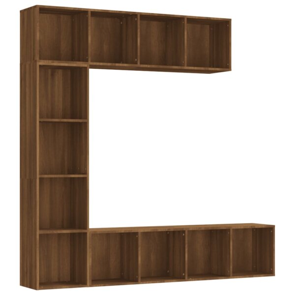 vidaXL 3-tlg. B&uuml;cherregal-/TV-Schrank-Set Braun Eichen-Optik