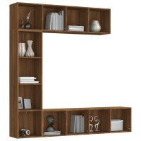 vidaXL 3-tlg. B&uuml;cherregal-/TV-Schrank-Set Braun Eichen-Optik