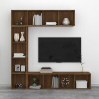 vidaXL 3-tlg. B&uuml;cherregal-/TV-Schrank-Set Braun Eichen-Optik