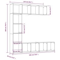 vidaXL 3-tlg. B&uuml;cherregal-/TV-Schrank-Set Braun Eichen-Optik