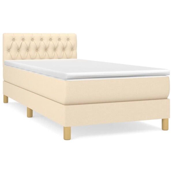 vidaXL Boxspringbett mit Matratze Creme 100x200 cm Stoff