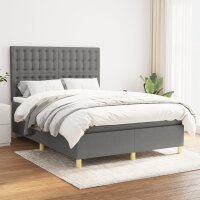 vidaXL Boxspringbett mit Matratze Dunkelgrau 140x200 cm Stoff