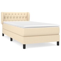 vidaXL Boxspringbett mit Matratze Creme 90x190 cm Stoff