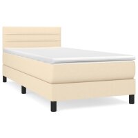 vidaXL Boxspringbett mit Matratze Creme 90x190 cm Stoff