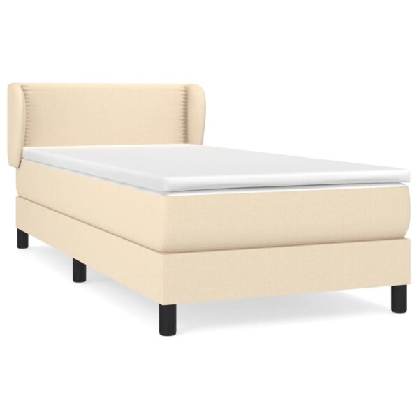 vidaXL Boxspringbett mit Matratze Creme 90x190 cm Stoff