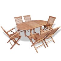 vidaXL B-Ware 7-tlg. Garten-Essgruppe Teak Massivholz