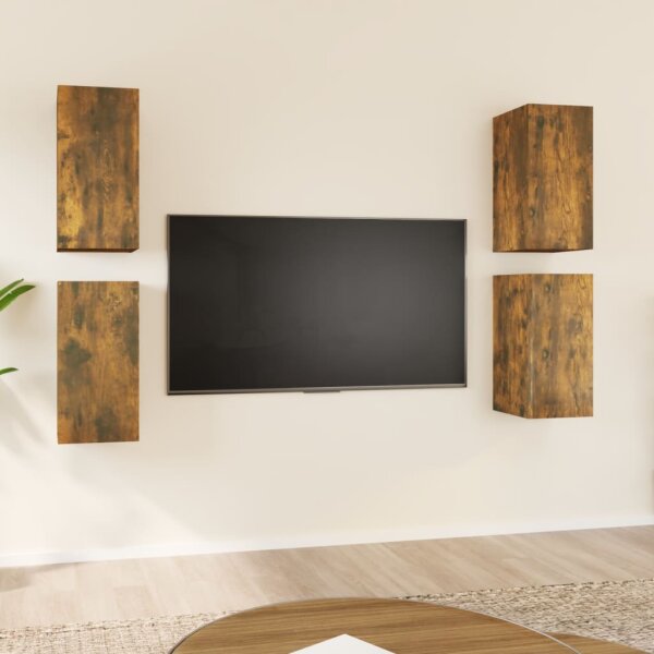 vidaXL TV-Schr&auml;nke 4 Stk. R&auml;uchereiche 30,5x30x60 cm Holzwerkstoff