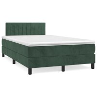 vidaXL Boxspringbett mit Matratze Dunkelgr&uuml;n 120x200 cm Samt