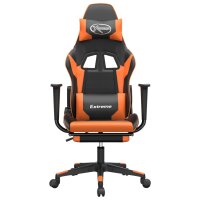 vidaXL Gaming-Stuhl mit Fu&szlig;st&uuml;tze Schwarz und Orange Kunstleder