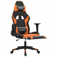 vidaXL Gaming-Stuhl mit Fu&szlig;st&uuml;tze Schwarz und Orange Kunstleder