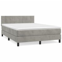 vidaXL Boxspringbett mit Matratze Hellgrau 140x190 cm Samt