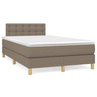 vidaXL Boxspringbett mit Matratze Taupe 120x200 cm Stoff