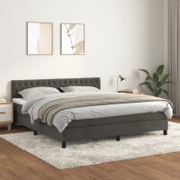 vidaXL Boxspringbett mit Matratze Dunkelgrau 180x200 cm Samt