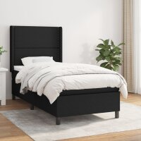 vidaXL Boxspringbett mit Matratze Schwarz 100x200 cm Stoff