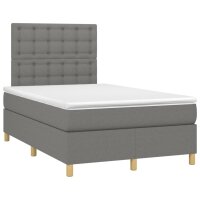 vidaXL Boxspringbett mit Matratze Dunkelgrau 120x200 cm Stoff