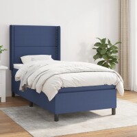 vidaXL Boxspringbett mit Matratze Blau 100x200 cm Stoff