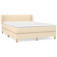 vidaXL Boxspringbett mit Matratze Creme 140x190 cm Stoff