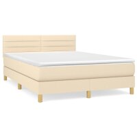 WOWONA Boxspringbett mit Matratze Creme 140x190 cm Stoff