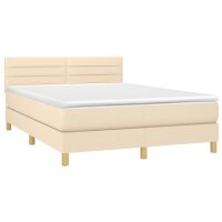 WOWONA Boxspringbett mit Matratze Creme 140x190 cm Stoff