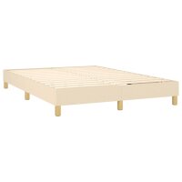 WOWONA Boxspringbett mit Matratze Creme 140x190 cm Stoff