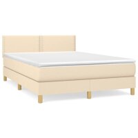 vidaXL Boxspringbett mit Matratze Creme 140x190 cm Stoff