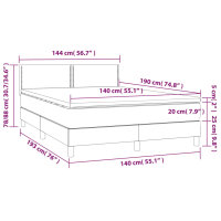 vidaXL Boxspringbett mit Matratze Creme 140x190 cm Stoff