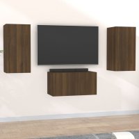 vidaXL 3-tlg. TV-Schrank-Set Braun Eichen-Optik...