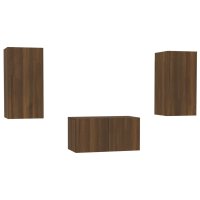 vidaXL 3-tlg. TV-Schrank-Set Braun Eichen-Optik...