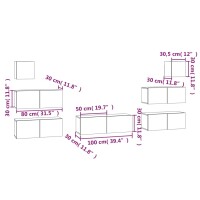 vidaXL 7-tlg. TV-Schrank-Set Braun Eichen-Optik Holzwerkstoff