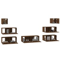 vidaXL 7-tlg. TV-Schrank-Set Braun Eichen-Optik Holzwerkstoff