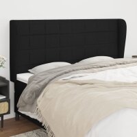 vidaXL Kopfteil mit Ohren Schwarz 183x23x118/128 cm Stoff