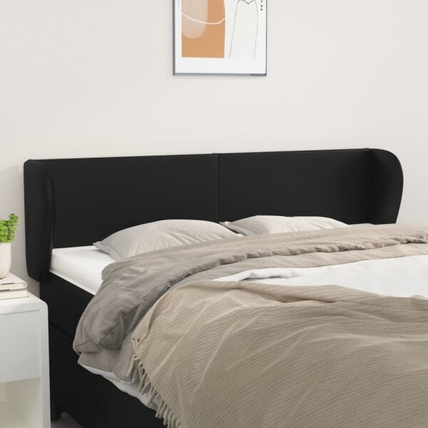 vidaXL Kopfteil mit Ohren Schwarz 147x23x78/88 cm Kunstleder