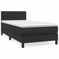 vidaXL Boxspringbett mit Matratze Schwarz 80x200 cm Kunstleder