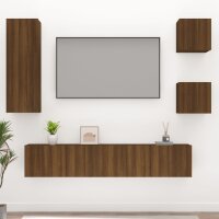 vidaXL 5-tlg. TV-Schrank-Set Braun Eichen-Optik Holzwerkstoff