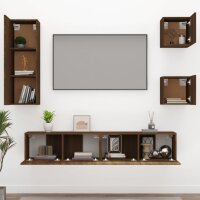 vidaXL 5-tlg. TV-Schrank-Set Braun Eichen-Optik Holzwerkstoff