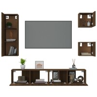 vidaXL 5-tlg. TV-Schrank-Set Braun Eichen-Optik Holzwerkstoff