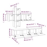 vidaXL 7-tlg. TV-Schrank-Set Braun Eichen-Optik Holzwerkstoff