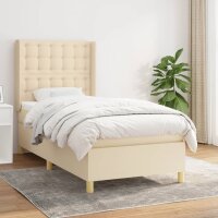 WOWONA Boxspringbett mit Matratze Creme 90x200 cm Stoff