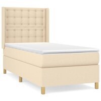 WOWONA Boxspringbett mit Matratze Creme 90x200 cm Stoff