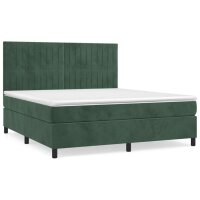 vidaXL Boxspringbett mit Matratze Dunkelgr&uuml;n 160x200 cm Samt