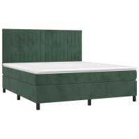 vidaXL Boxspringbett mit Matratze Dunkelgr&uuml;n 160x200 cm Samt