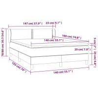 vidaXL Boxspringbett mit Matratze Hellgrau 140x190 cm Samt